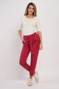 Timeout - Pantaloni lungi dama tip chino cu cordon in talie