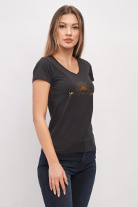 Timeout - Tricou cu maneca scurta dama cu imprimeu aplicat pe piept