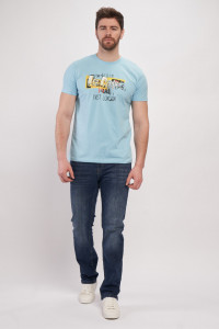 Lee Cooper - Blugi barbat straight comfort de culoare inchisa cu aspect prespalat si logo