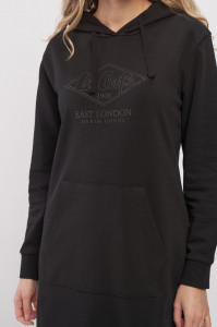 Lee Cooper - Hanorac de dama tip rochie cu buzunare si gluga cu logo inscriptionat