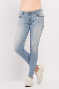 Timeout - Blugi de dama skinny de culoare deschisa cu talie joasa