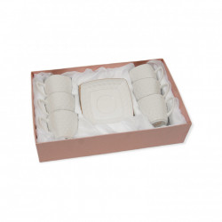 Set 6 Cani Cu Farfurioare Patrate Model Marocan Alb