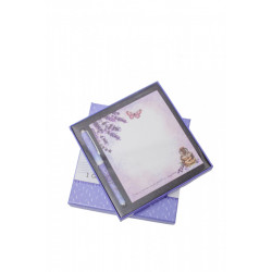 Set Top Hartie Notite cu Pix In Cutie Cu Model Lavanda