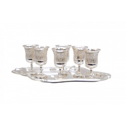 Set 6 Pahare Tuica Cu Tava Argintate
