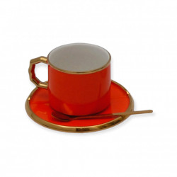 Cana Cu Platou Orange Cu Lingurita