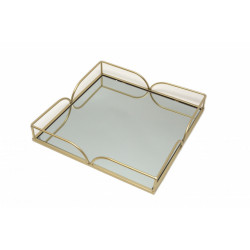 Tava Metal Aurie Patrata Cu Oglinda 32cm