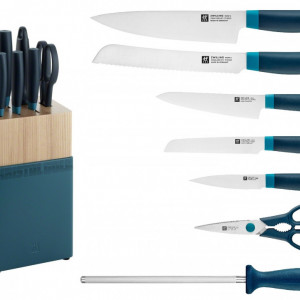 Set noževa NOW S plava boja + drveno postolje 8/1 Zwilling