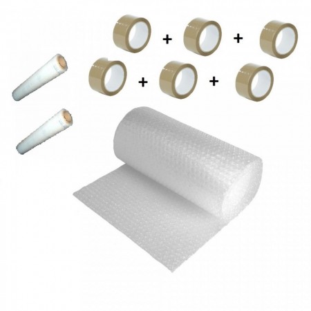 Pachet folie cu bule 100 mp + 6 role scotch + 2 Stretch , folie de 60gr/mp - 2 straturi