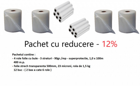 Pachet Stretch Economic contine 400 mp bule + 12 strech transparent