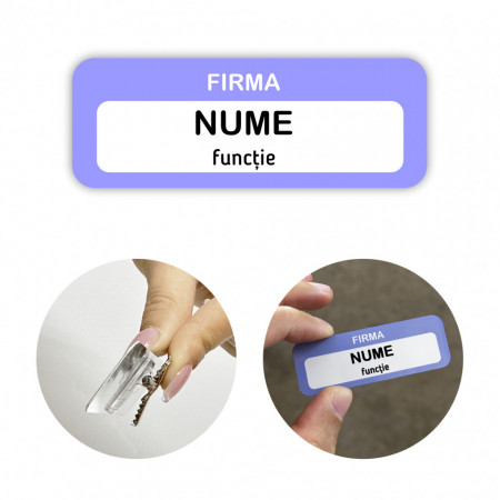 EC12 Ecuson Personalizat metalic 2.5x7cm cu sistem de prindere