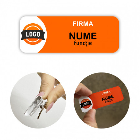 EC15 Ecuson Personalizat metalic 2.5x7cm cu sistem de prindere