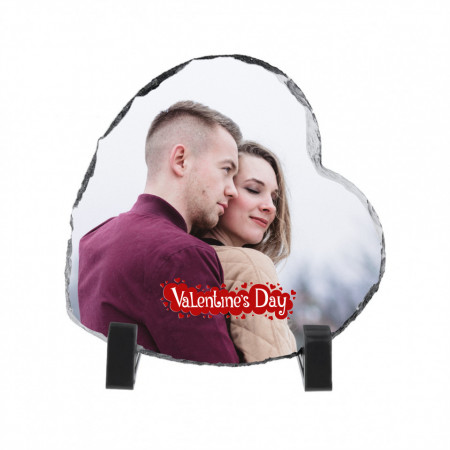 Rama foto, Inima, Piatra naturala Ardezie, Valentines Day, Personalizata cu poza Ta