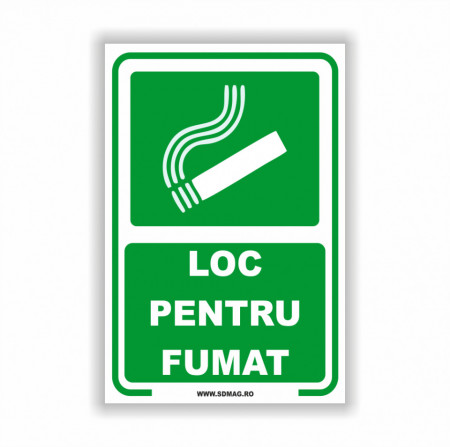 V260 Semn indicator, (loc pentru fumat), Tabla aluminiu, Autocolant sau PVC