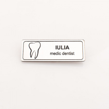 Ecuson Personalizat 2.4x7cm Cabinet Dentist cu sistem de prindere