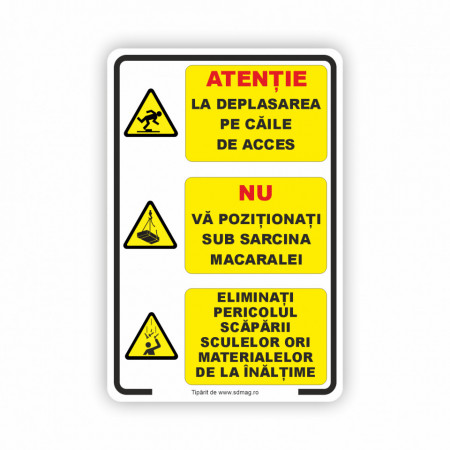 G132 Semn indicator, (reguli de baza pe santier), tabla aluminiu, Autocolant sau PVC