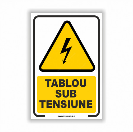 Semn indicator, (tablou sub tensiune), tabla aluminiu sau autocolant