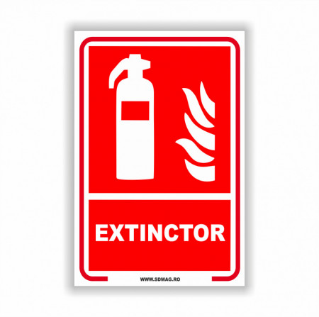 Semn indicator, (extintor), tabla aluminiu, Autocolant sau PVC