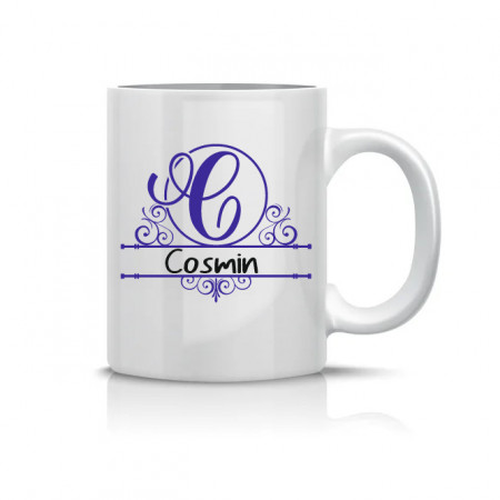 Cana personalizata cu Nume si Initiala - Monogram