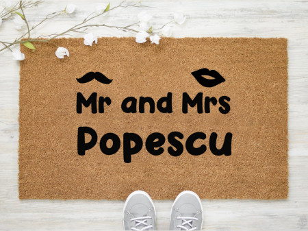 Pres intrare personalizat 40x60 cm cu Mr and Mrs