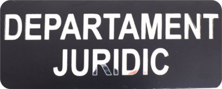 Placuta informativa de perete sau usa, DEPARTAMENT JURIDIC, 20x8 cm, efect oglinda