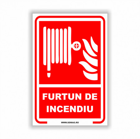R227 Semn indicator, (furtun de incendiu), Tabla aluminiu, Autocolant sau PVC