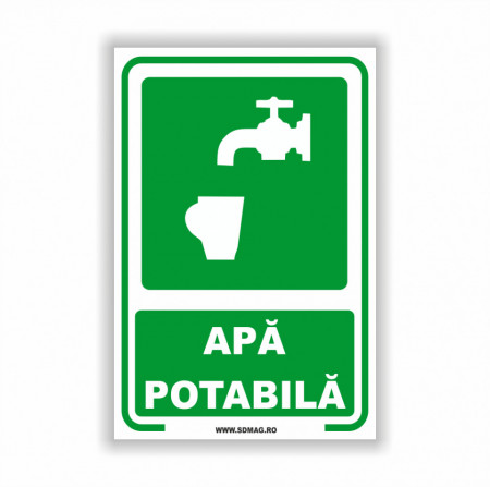Semn indicator, (apa potabila), Tabla aluminiu, Autocolant sau PVC
