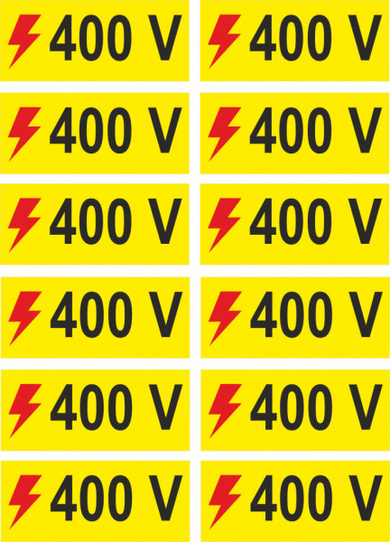 Semn indicator, (Tensiune 400V), 12 buc pe set, Autocolant sau PVC