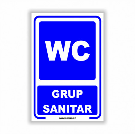 Semn indicator, (wc grup sanitar), Tabla aluminiu, Autocolant sau PVC