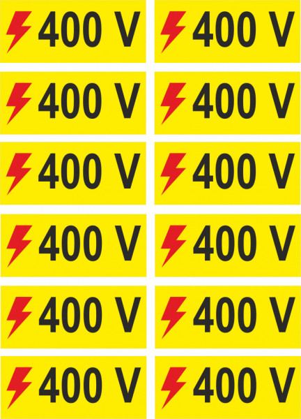 X279 Semn indicator, (Tensiune 400V), 12 buc pe set, Autocolant sau PVC