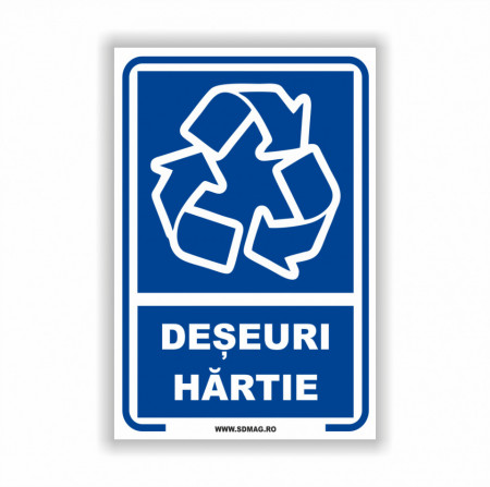 A160 Semn indicator, (deseuri hartie),tabla aluminiu, Autocolant sau PVC