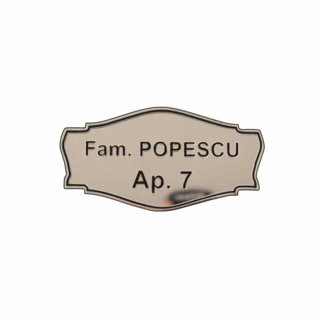 Placa personalizata pentru apartament, 7,5x3,9 cm, efect oglinda