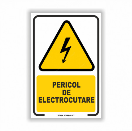 Semn indicator, (pericol de electrocutare), tabla aluminiu sau autocolant