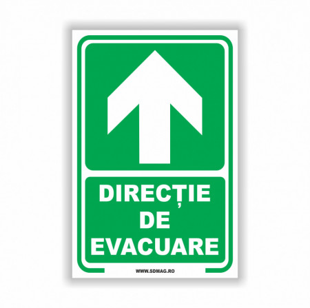 V245 Semn indicator, (directia de evacuare sageata sus), Tabla Aluminiu, Autocolant sau PVC
