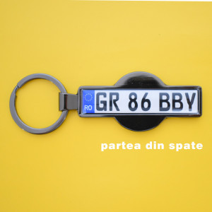 Breloc Auto Metalic Personalizat SD2 NEGRU LUCIOS