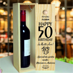 Cutie de Vin Aniversara Personalizata cu varsta, nume si mesaj