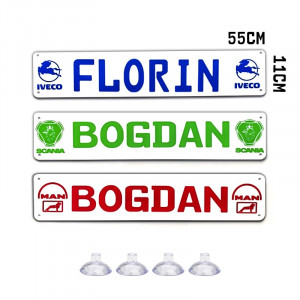 Placa Personalizata Tir cu Numele tau *LOGO CAMION* 55X11cm