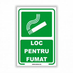 Semn indicator, (loc pentru fumat), Tabla aluminiu, Autocolant sau PVC