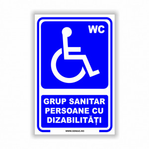 A155 Semn indicator, (grup sanitar persoane cu dizabilitati), Tabla Aluminiu, Autocolant sau PVC