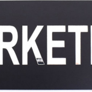Placuta informativa de perete sau usa, MARKETING, 20x8 cm, efect oglinda