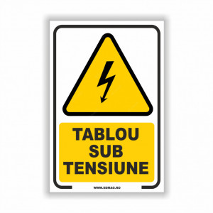G122 Semn indicator, (tablou sub tensiune), tabla aluminiu, Autocolant sau PVC