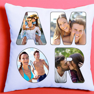 Perna Personalizata , Amor Text 40x40 cm, 4 Poze