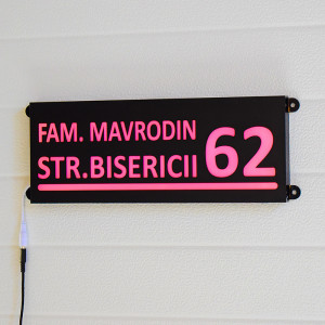 Placa luminoasa pentru curte sau casa cu nr si strada