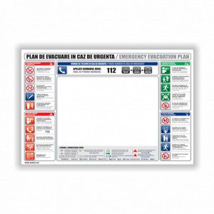 Semn indicator, (plan evacuare in caz de urgenta),Tabla Aluminiu, Autocolant sau PVC
