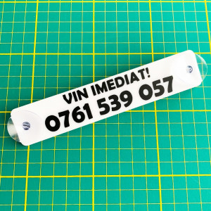 Placa personalizata cu numarul de telefon + 2 ventuze prindere geam