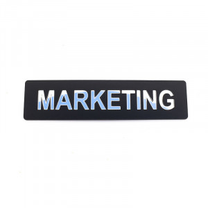 Placuta informativa de perete sau usa, MARKETING , 15x3.7 cm, efect oglinda