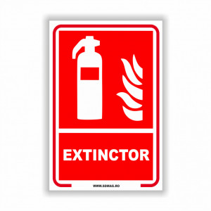 R225 Semn indicator, (extintor), tabla aluminiu, Autocolant sau PVC