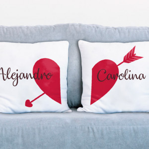 Set Perne Cuplu Personalizata , Nume Indragostiti, 40x40 cm