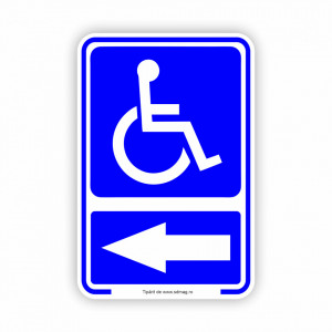 A185 Semn indicator, (IESIRE SPRE STANGA PERSOANE CU DIZABILITATI) Tabla aluminiu, Autocolant sau PVC