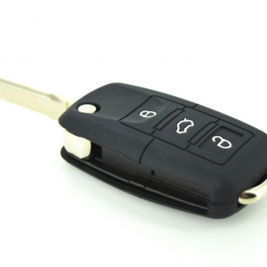 Husa cheie briceag 3 butoane silicon negru VW