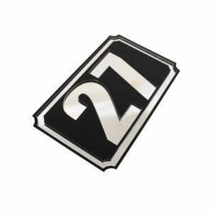 Placa personalizata ovala pentru apartament sau birou , 8x4,8 cm, efect oglinda